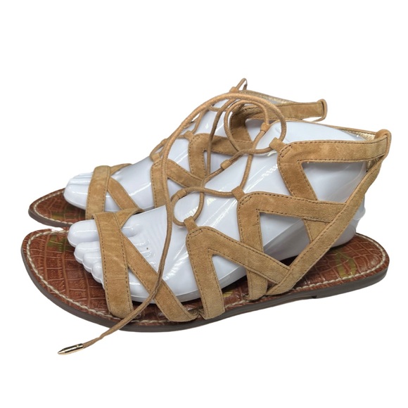 Sam Edelman Gemma gladiator strappy tie sandals 9.5 leather summer neutral - Picture 6 of 9